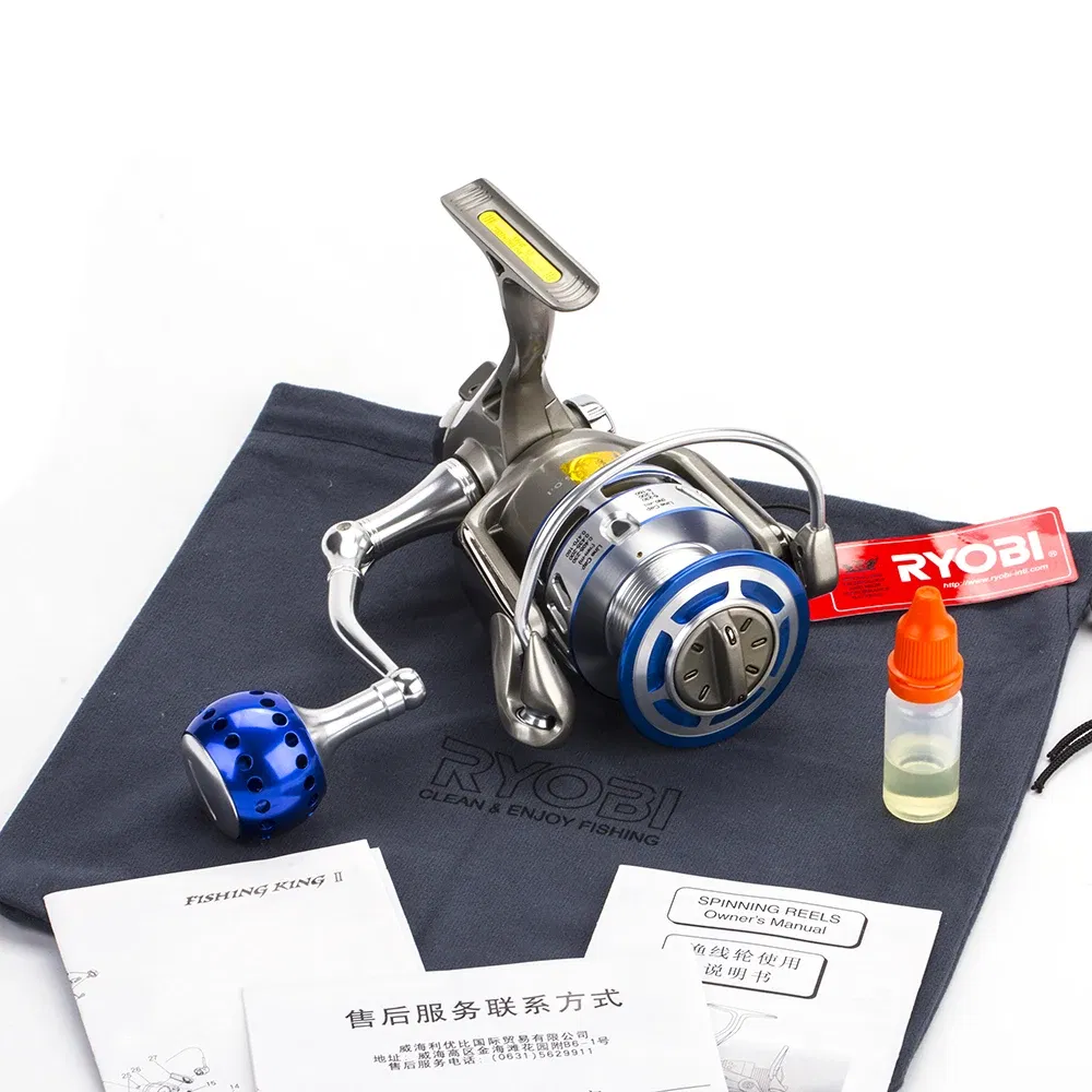 Color: Light Grey, Ships From: CHINA, Bearing Quantity: 7, Spool Capacity: 8000 Series - RYOBI FISHING KING ?… ?…? ?…? Reels Spinning Wheel 6+1BB Gear Ratio 5.0:1/5.1:1  Drag 2.5-10kg  Fishing Coil