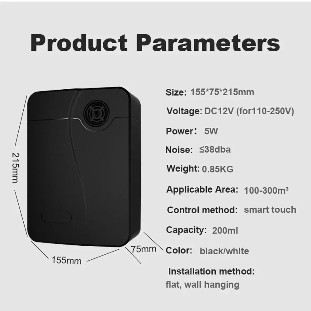 Namste Electric Aroma Diffuser Home Fragrance Air Freshener with Fan Smart Timer Wall Mounted Perfume Flavoring 200ML Capacity