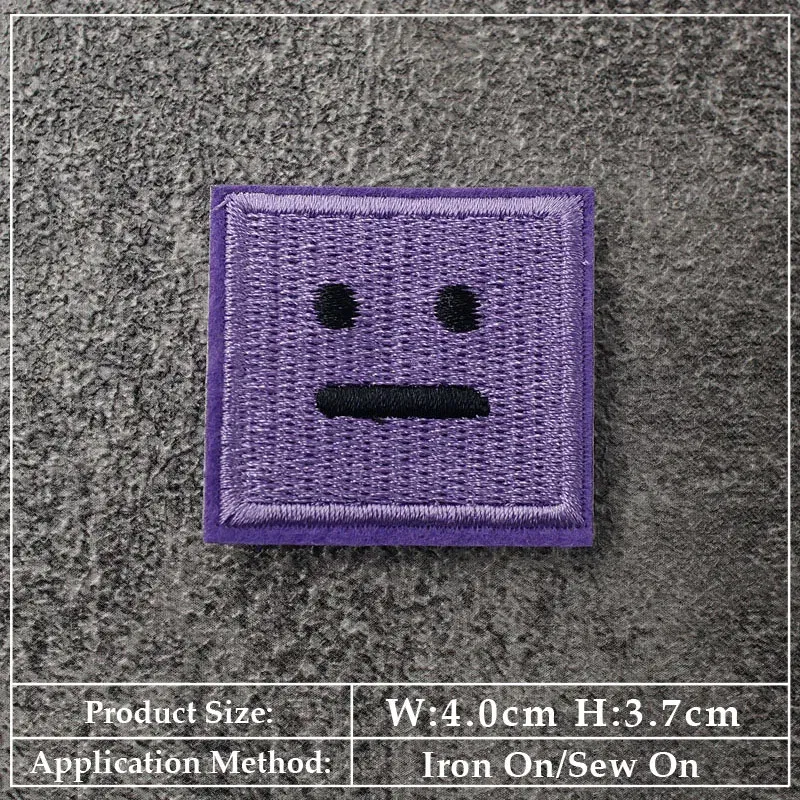 Color: Yellow - Square Expression Embroidered Applique Patches Fabric Garment Apparel Clothing Accessories Embroidery Badges Pink Black White