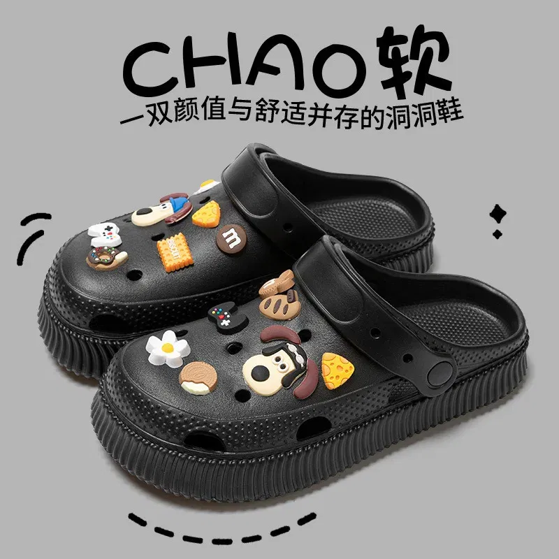 Color: Clear, Shoe Size: 38-39 - Shoes hole shoes girls wear outside couple bag head women cool slippers