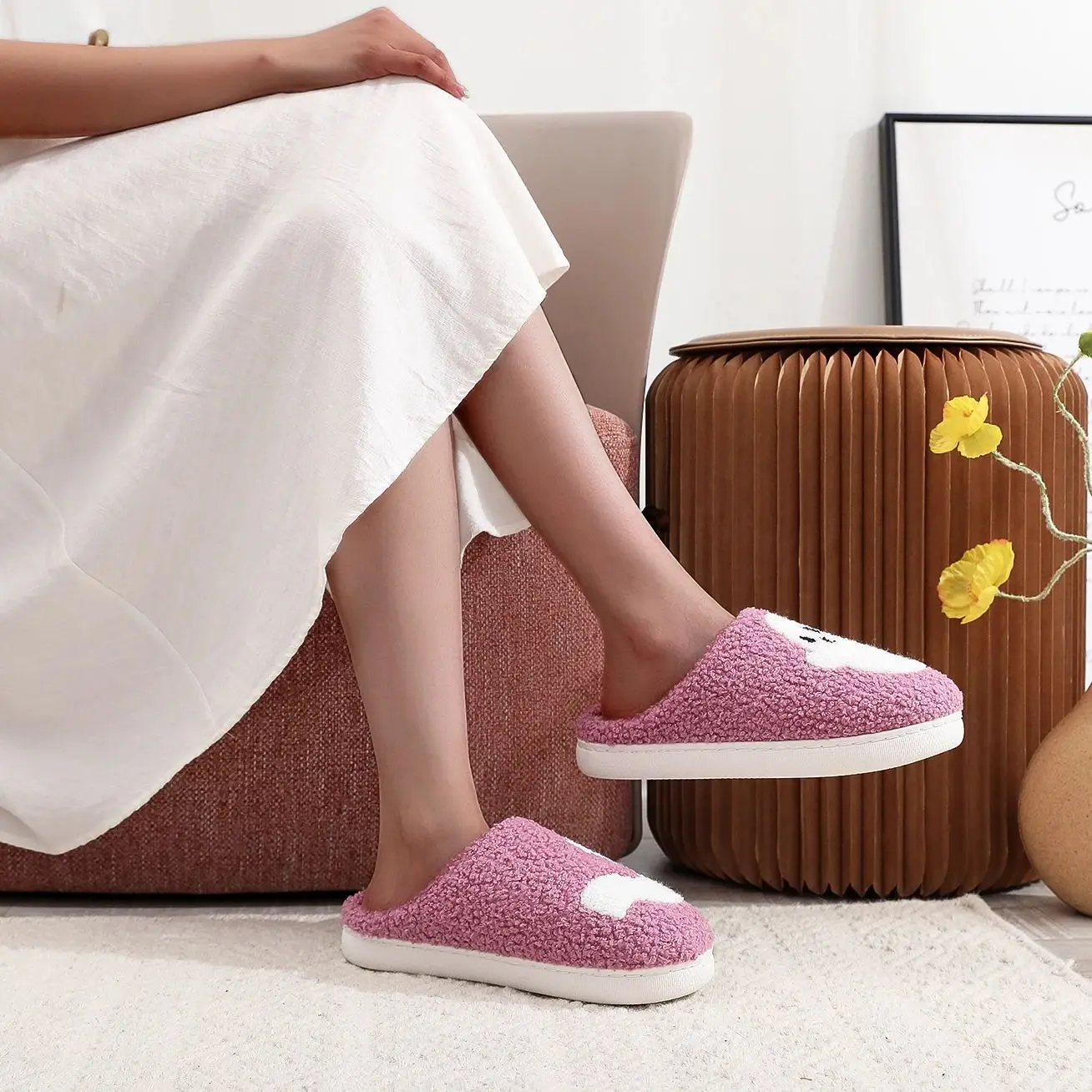 Color: PURPLE, Shoe Size: 42 - Halloween Ghost Pattern Home plaid stuffed Slippers Winter Warm Shoes Home Cotton Slippers Non-slip Thick Sole Holiday Gift Preferred