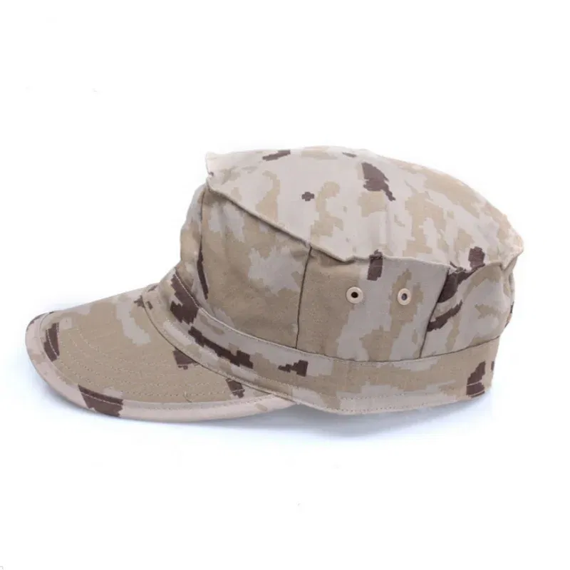 Color: Khaki - Classic men's military cap Men's women's fitted flat top baseball cap Army camo sun hat Outdoor sports fishing ride
