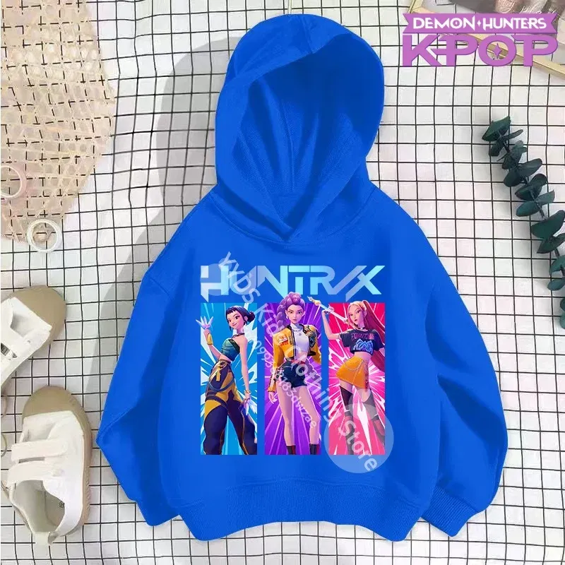Color: SKY BLUE, Kid Size: 4T - 2025 KPop Demon Hunters Hoodie Fashion Rumi Sweatshirt Pullover Cute Long Sleeve Autumn Boys Girls Cartoon Y2K Hoody Sportswear