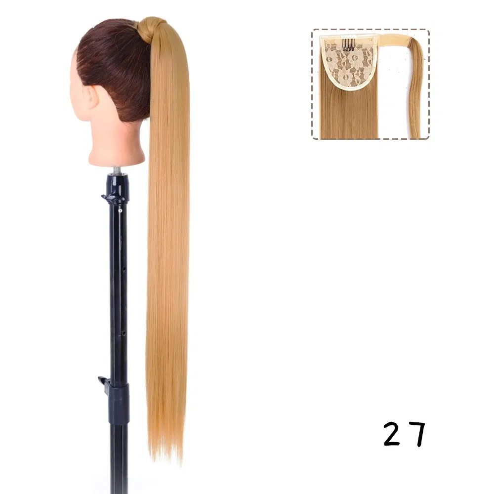 Color: P2/613, Stretched Length: 34inches - AZQUEEN Straight Synthetic Hairpiece With Ponytail 85cm Super Long Wrap Around Clip In Hair Extensions Pony Tail For Daily Wear