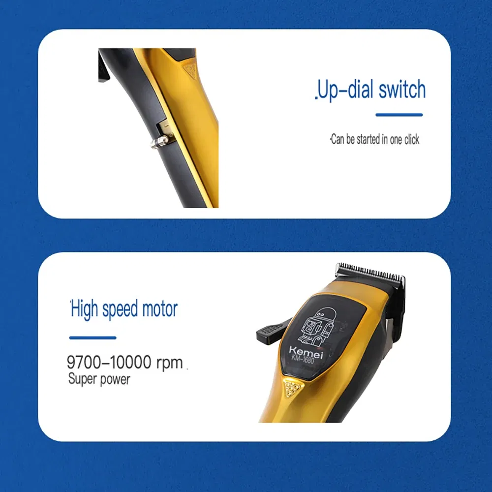 Color: Silver - Kemei Electric Hair Clippers and Hair Trimmer Kit Men Professional USB-C Rechargeable Cordless 0mm Finish Hair Cutting Machine