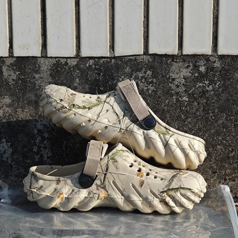 Color: Navy Blue, Shoe Size: 41 - Fashion Garden Shoes Men's Clogs Slippers Sandal Flat Camouflage Sandals Male Sneakers Outdoor Flip Flops Home Clogs