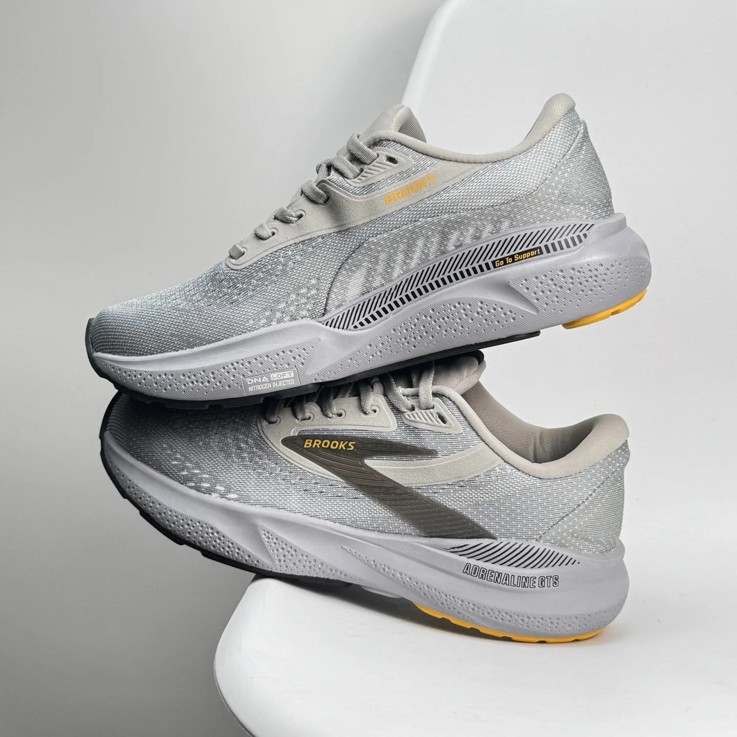Original Brooks Men's Adrenaline GTS 24 Running Shoes Cushioned Comfortable Sports Training Professional Casual Sneakers
