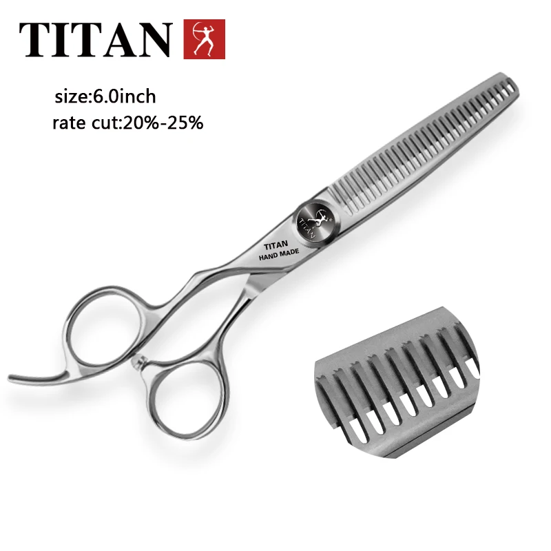Color: Red - TITAN professional Barber cut left handle scissors hair scissors thinning hairdressing cutting