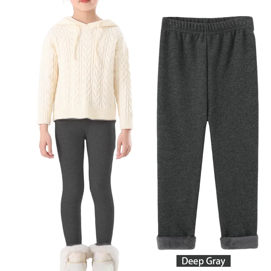 Color: Dark Grey, Size: 128, Ships From: CHINA - SheeCute Girls Winter Warm Pants Kids Fleece Lined Leggings for 3-11 Years SCW7101