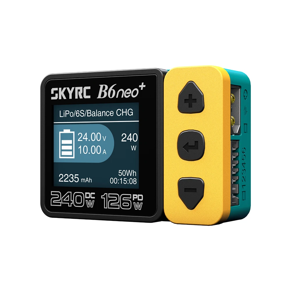 SKYRC B6neo+ Smart Charger High Power DC240W PD126W Multilanguage Balance Charger 600mA XT60/Type-C Compact Charger Discharger