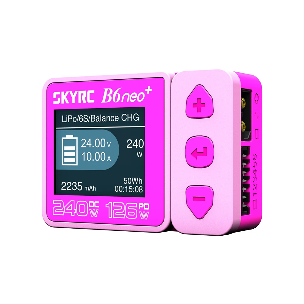 SKYRC B6neo+ Smart Charger High Power DC240W PD126W Multilanguage Balance Charger 600mA XT60/Type-C Compact Charger Discharger