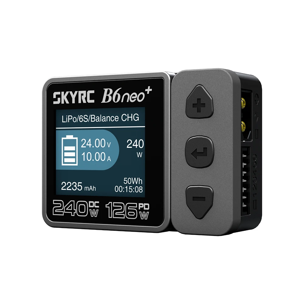 SKYRC B6neo+ Smart Charger High Power DC240W PD126W Multilanguage Balance Charger 600mA XT60/Type-C Compact Charger Discharger