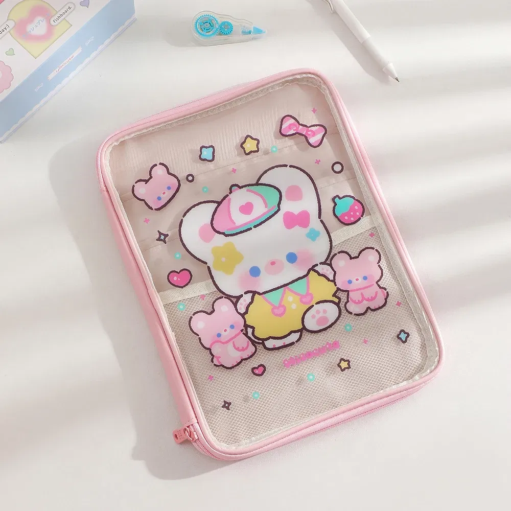 Color: MULTI - Cartoon PVC Stationary Organzier Pouch Big Capacity Storage Pens Eraser Students Pencil Bags