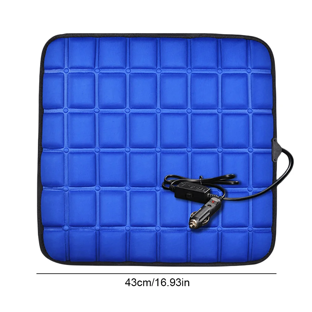 Color Name: dark blue - 12V Car Seat Heated Cover 3 Gear Adjustable Temperature Universal Car Seat Heater 40W USB Heated Winter Car Seat Heating Pad