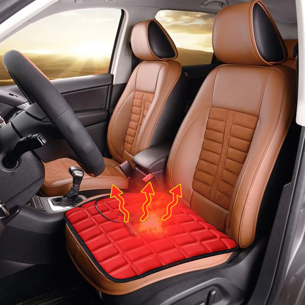 Color Name: dark blue - 12V Car Seat Heated Cover 3 Gear Adjustable Temperature Universal Car Seat Heater 40W USB Heated Winter Car Seat Heating Pad