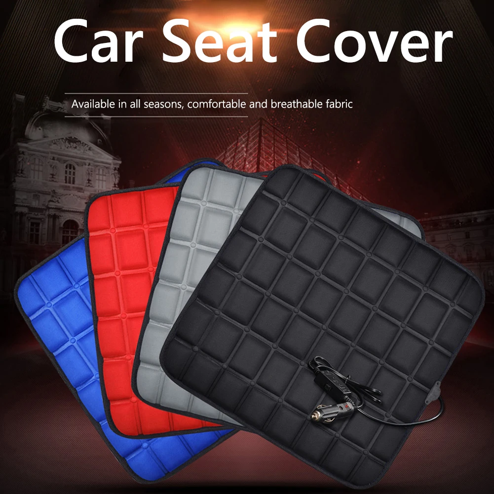 Color Name: dark blue - 12V Car Seat Heated Cover 3 Gear Adjustable Temperature Universal Car Seat Heater 40W USB Heated Winter Car Seat Heating Pad