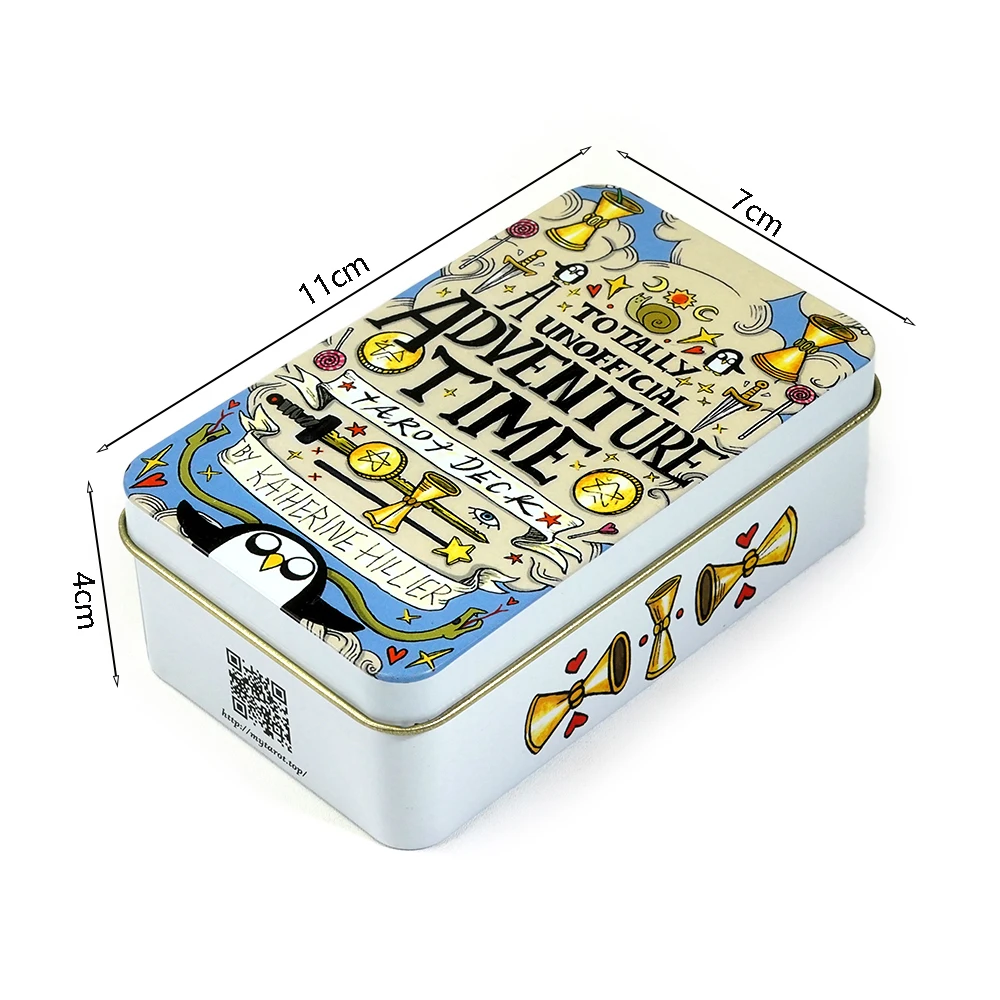 Color: Chocolate - Adventures time Tarot 78pcs Cards in a Tin Metal Box Gold plated Edge Tarot Cards For Divination Tarot Deck Beautiful Package