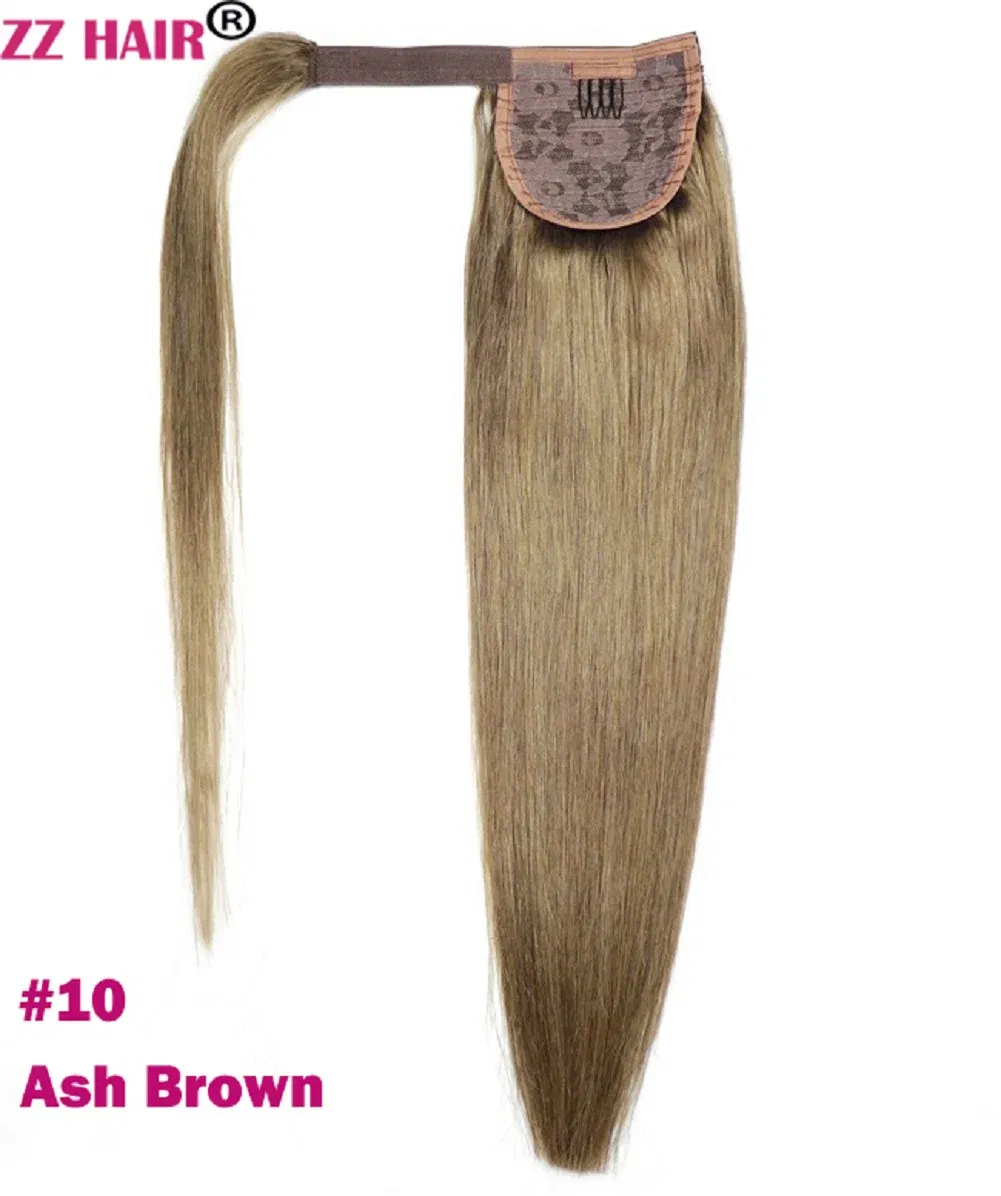 Color: #10, Life Span: 6 Months With Proper Care, Stretched Length: 20inches, Longest Hair Proportion: 35%-45% - ZZHAIR 100% Human Hair Extensions 16"-28" Machine Made Remy Magic Wrap Around Ponytail 60g-120g Clip In Horsetail Stragiht