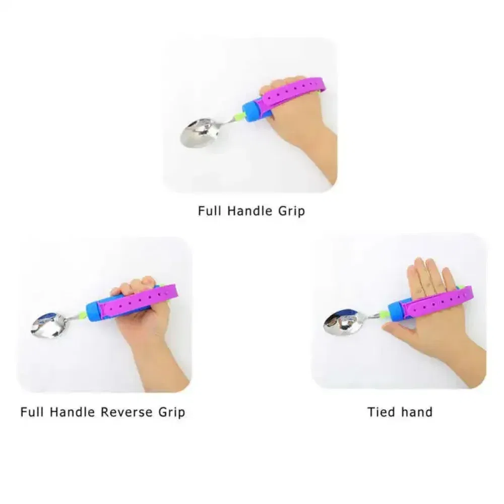 Color: Rose Red - Adjustable Weighted Parkinsons Utensil Eating Aid Fork/Spoon Portables Tableware Elderly Stainless Steels Adaptive Utensil Rotat