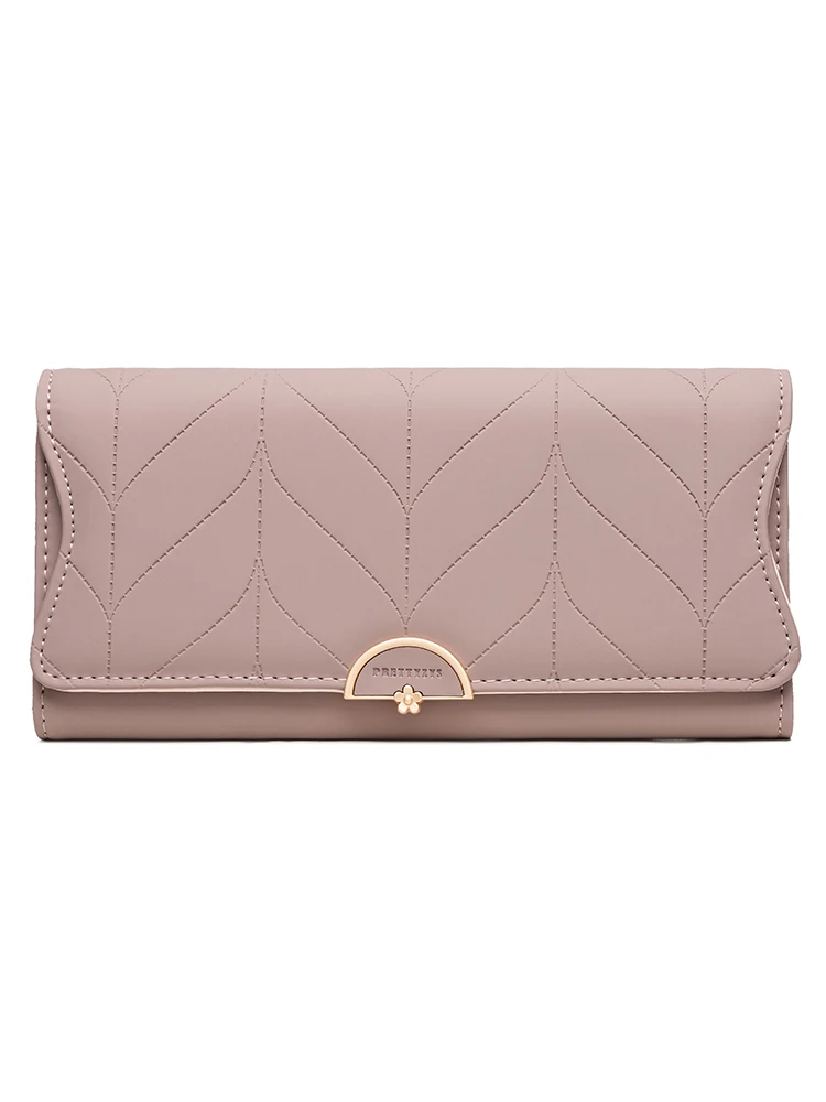 Color: Burgundy - 2023 spring new women's long purse Japanese and South Korea small fresh plaid buckle folding hold bag large capacity women's mul