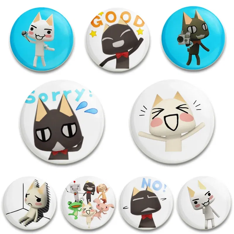 Color: plum, Size: S - 58/44/32MM Cartoon Funny Toro Inoue Cat Pins Tinplate Badge DIY Custom Brooch for Fans Collection Gifts Decorative Clothes Hats
