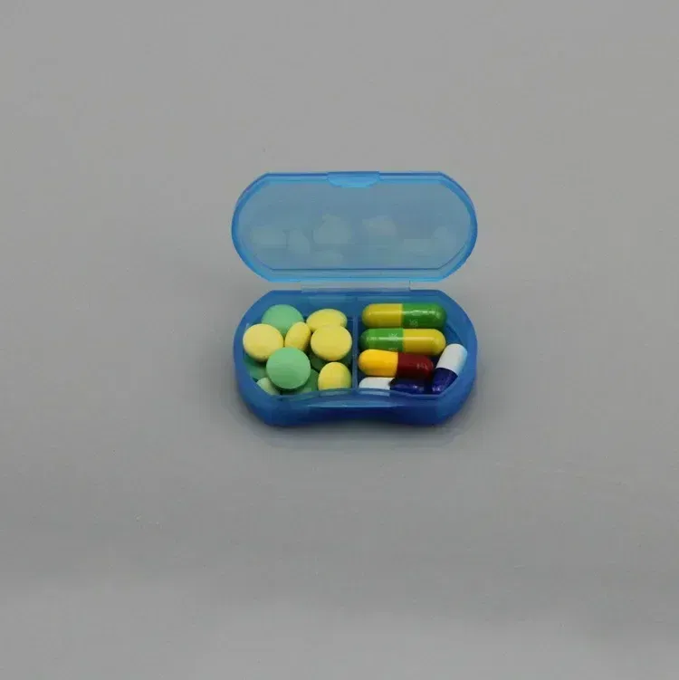Color: WHITE - 2-cell Mini Portable Small Pill Box Ultra-small Pill Box Plastic Storage Box Dustproof Storage Box