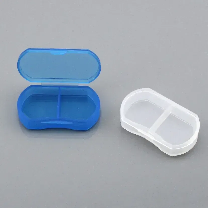 Color: WHITE - 2-cell Mini Portable Small Pill Box Ultra-small Pill Box Plastic Storage Box Dustproof Storage Box