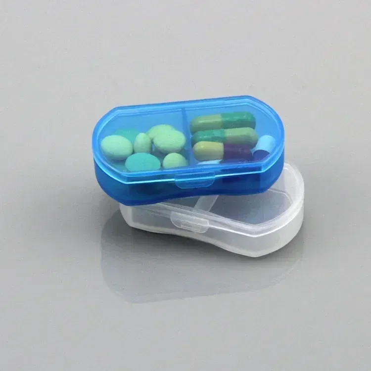 Color: WHITE - 2-cell Mini Portable Small Pill Box Ultra-small Pill Box Plastic Storage Box Dustproof Storage Box