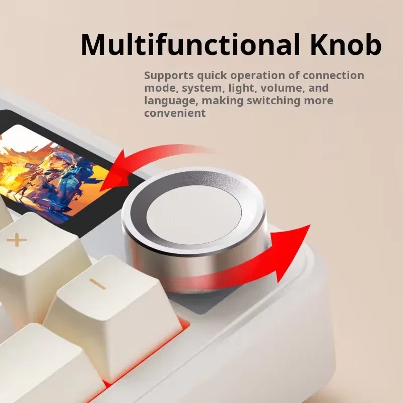 Color: Silver - AULA F108 Pro Mechanical Keyboard Three-mode Bluetooth /2.4G/ Wired Customized Full-key Hot-swapable Gasket Structure RGB Light