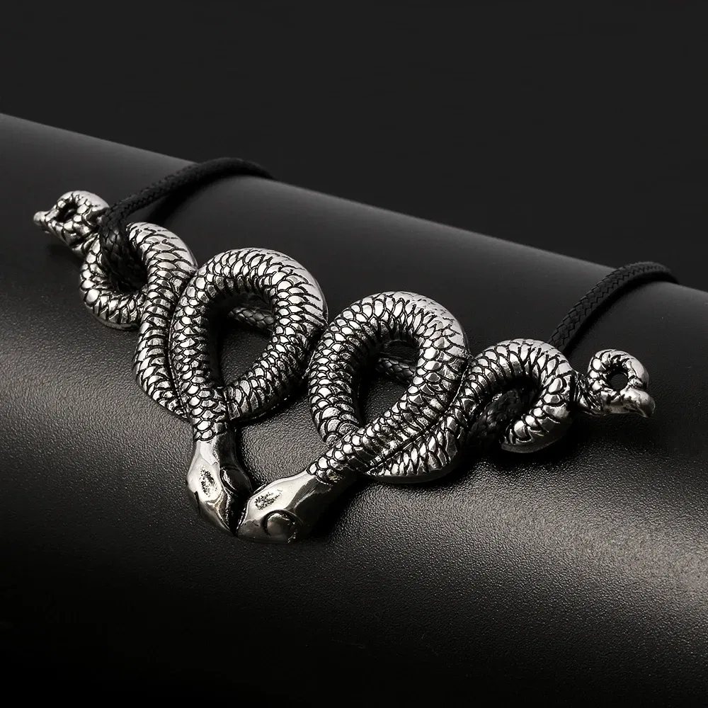 Gothic Vintage Trendy Witch Snake Choker Double Snake Pendent Necklace Fashion Jewelry Accessories Party Gift for Women Men