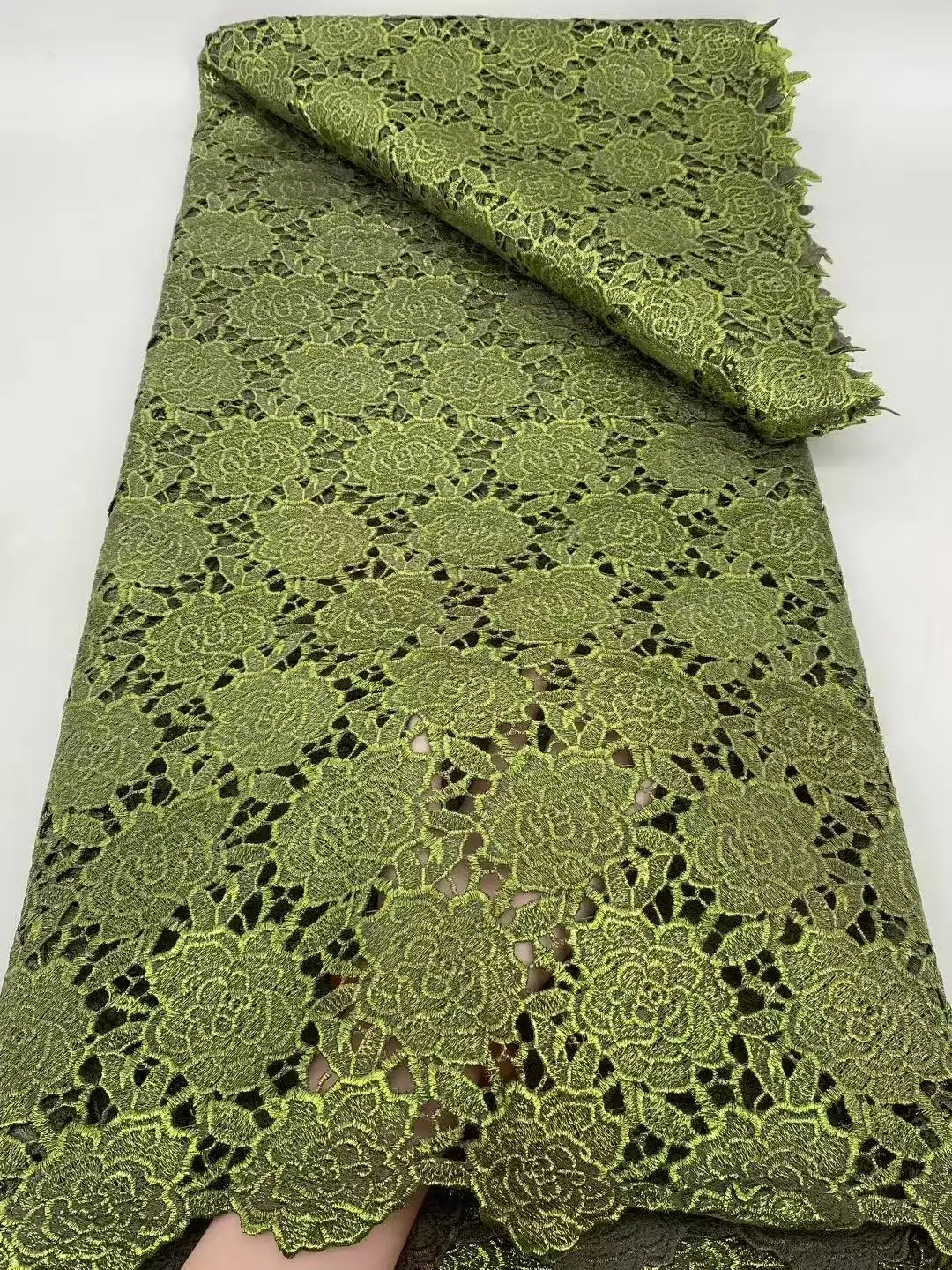 Color: Gold, Width: 120cm, Length: 5 yards - 2025 High Quality African Nigerian Milk Silk Sequence Lace Fabric Guipure Cord Laces For Wedding Party Sewing material