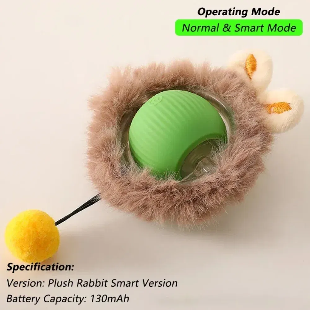 Color: Gray - New Cat Interactive Ball Toy Automatic Rolling Ball Faux Tail Rechargeable Smart Pet Electric Toy Dog Cat Training Imitate Mouse