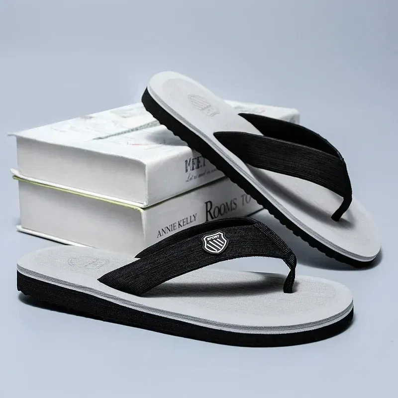 Color: black, Shoe Size: 45 - Hot Sale Men's Flip-flops Outdoor Casual Beach Slippers Soft Light Non-Slip Shoes Summer Slippers Men Shower 2023 Zapatos Hombre