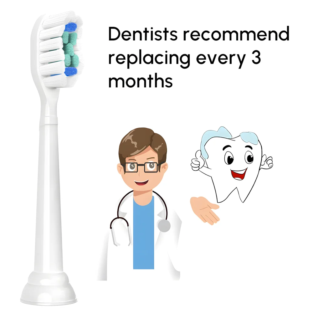 Color: Ivory - Replacement Toothbrush Heads Compatible with Philips Sonicare Electric Toothbrush Brush Head 1100 2100 4100 5100 5300 6100 7500