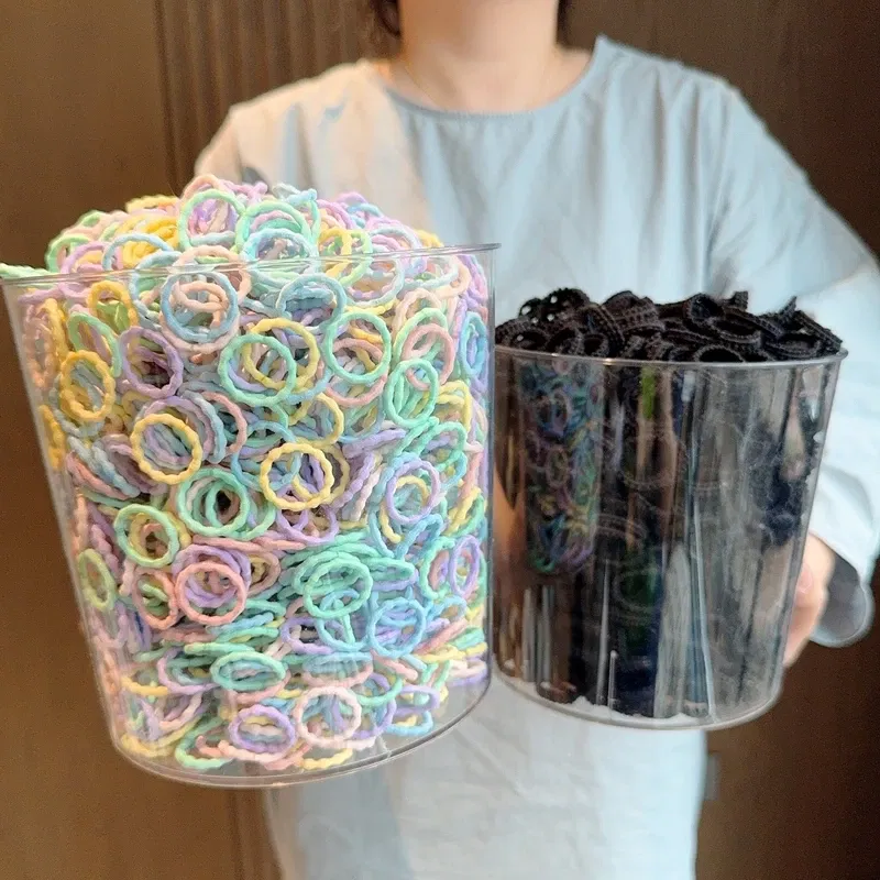 Color: Black - [50Pcs/lot] Baby Rubber Band Does Not Hurt The Hair Small Thumb Ring High Elastic Thread Toddler Seamless Scrunchies Set