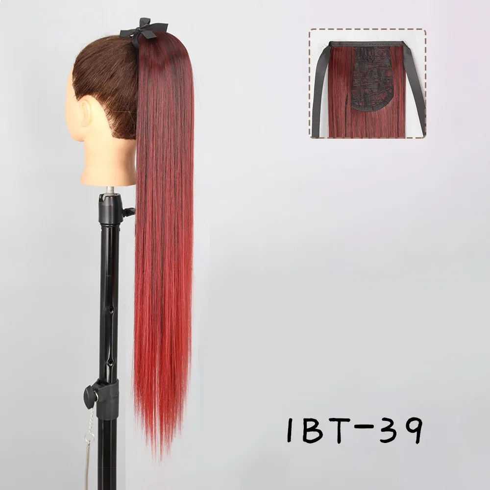 Color: T1B/350, Stretched Length: 34inches - AZQUEEN Straight Synthetic Hairpiece With Ponytail 85cm Super Long Wrap Around Clip In Hair Extensions Pony Tail For Daily Wear