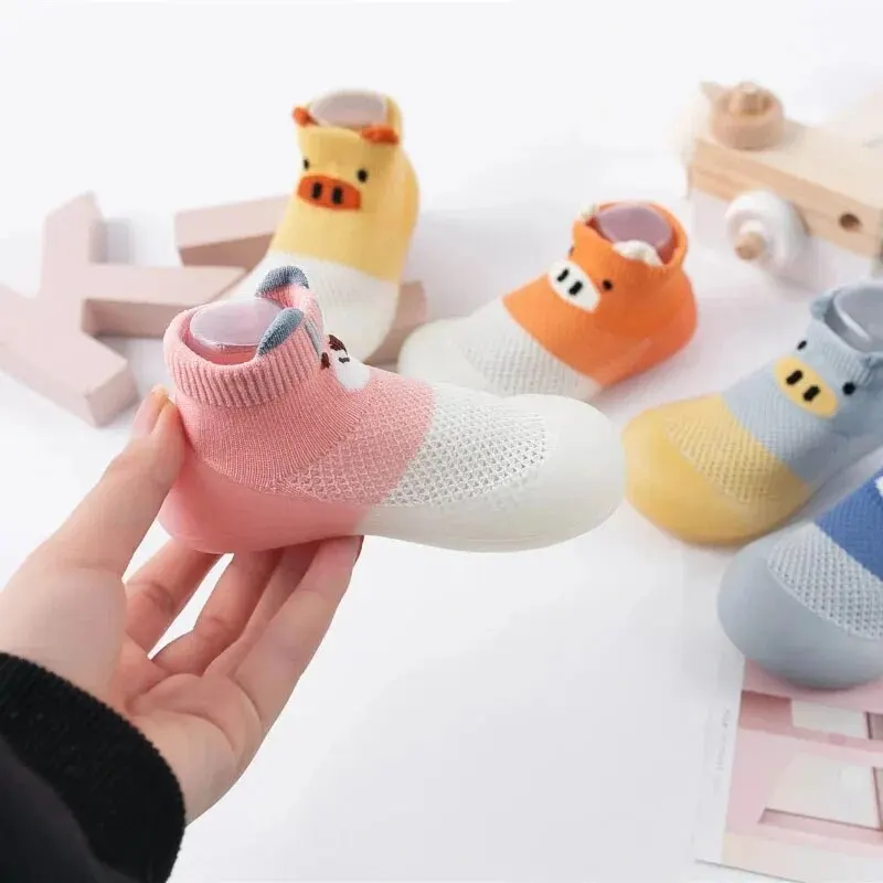 Shoe Size: 2, Color: Brown - Cute Piggy Children's Shoes Men's and Women's Baby Soft Bottom Breathable Footwear Toddler Sandals Cotton Baby Socks Shoes