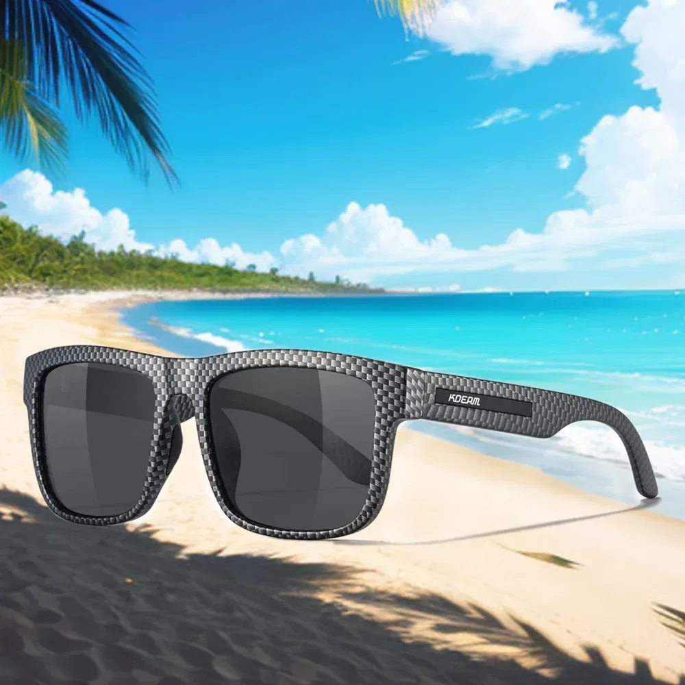 Lenses Color: PURPLE, Frame Color: black - 2024 KDEAM New Polarized Sunglasses For Men UV400 Protection Lens Black Grey Frame Driving  Sun Glasses Fishing Eyewear