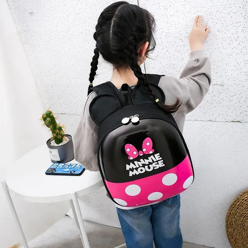 Color: green - Disney Mickey mouse Minnie Children's school bag kindergarten boy girl baby backpack 2-5  minnie cute cartoon egg shell backpack
