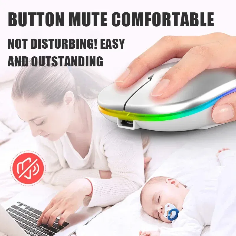 Color: black - Tablet Phone Computer Bluetooth Wireless Mouse Charging Luminous 2.4G USB Wireless Mouse Portable Mouse