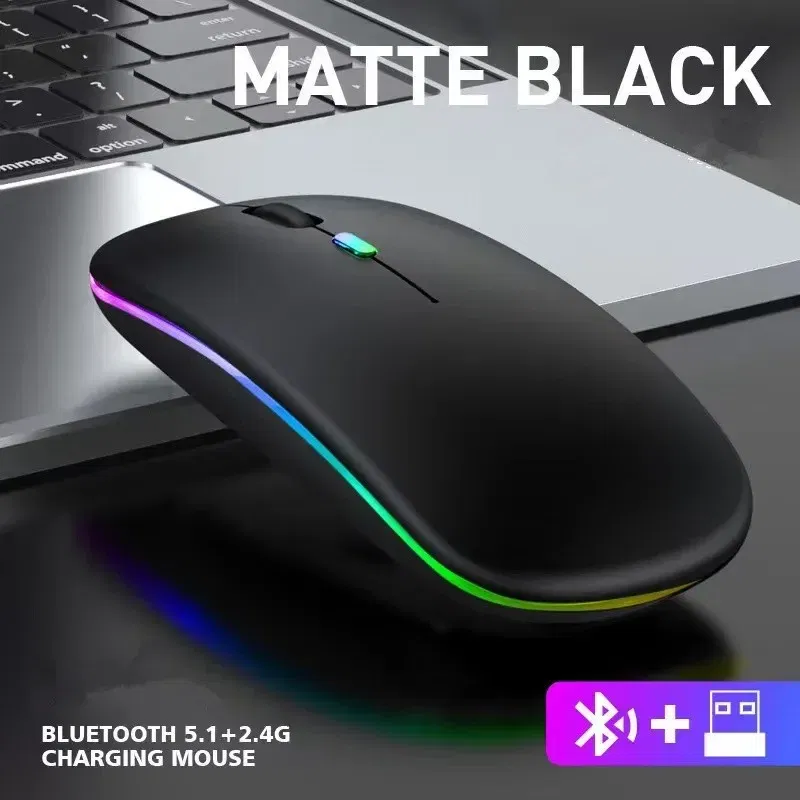 Color: black - Tablet Phone Computer Bluetooth Wireless Mouse Charging Luminous 2.4G USB Wireless Mouse Portable Mouse