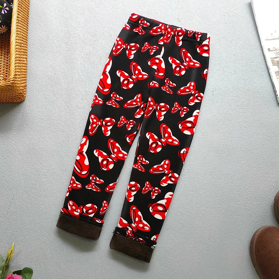 Color: black, Kid Size: 2T - Autumn Winter Print Flowers Thick Warm Kids Toddler Baby Girls Leggings Children's Pants