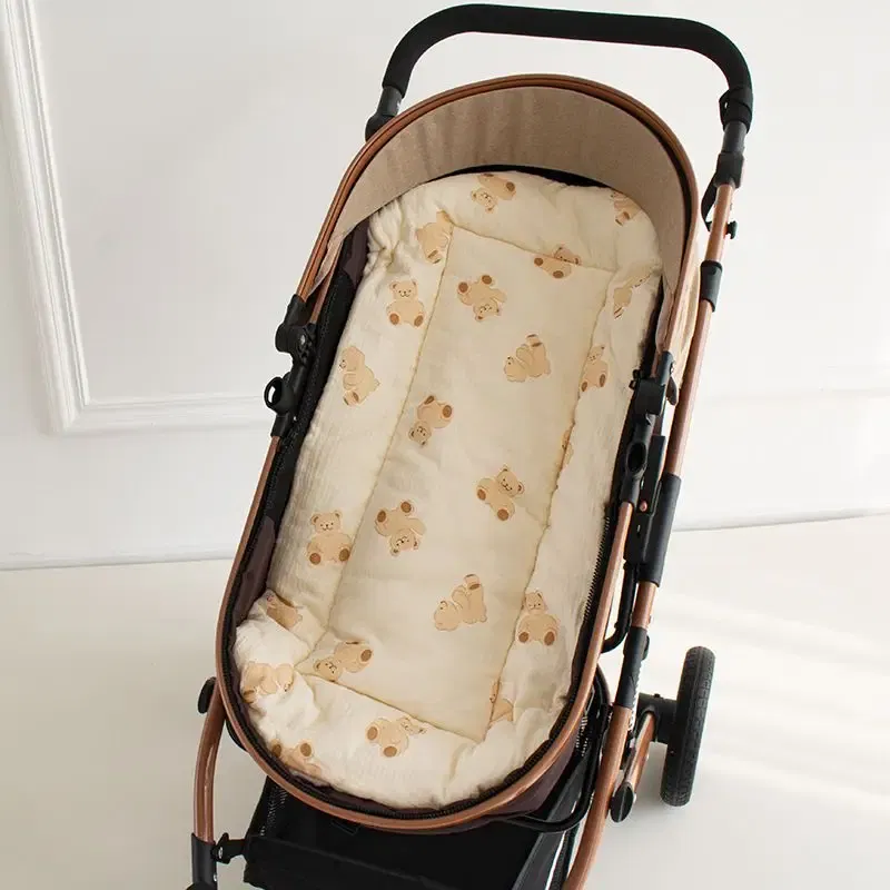 Color: WHITE - Baby Stroller Seat Cushion Soft Mattress Kids Pushchair Car Mat Stroller Accessories