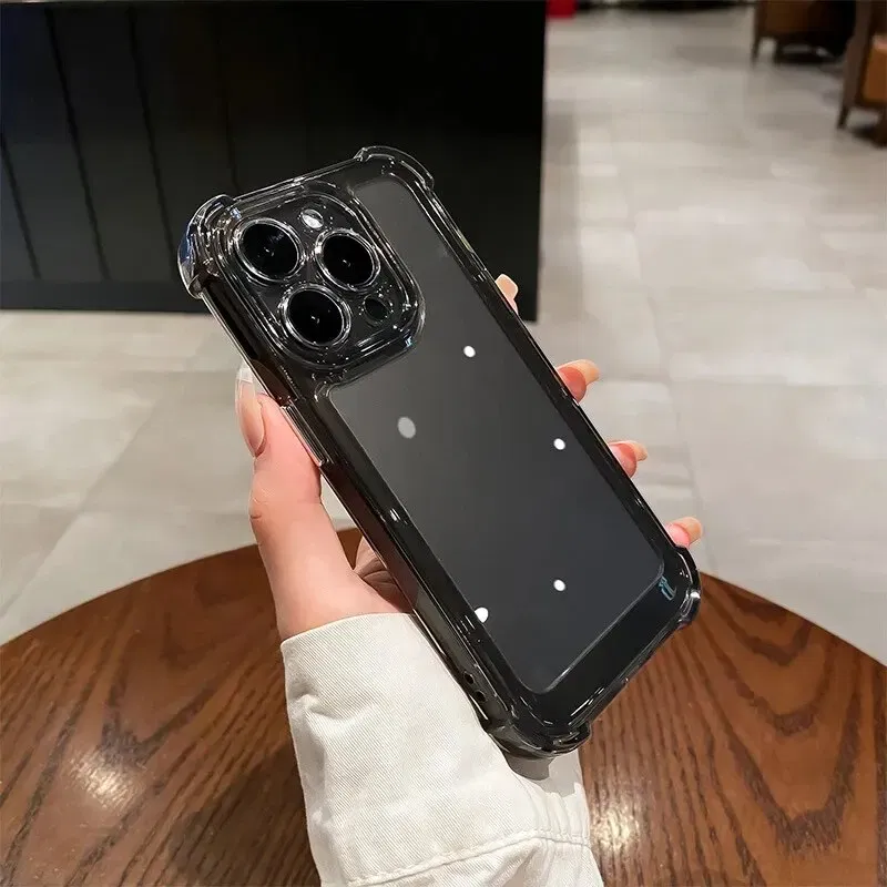 Material: PP, Color: black - Vanuoxin Luxury Shockproof Case for iPhone 15 14 13 12 11 Pro Max with Electroplat Button Bumper Phone Back Cover Clear & Black