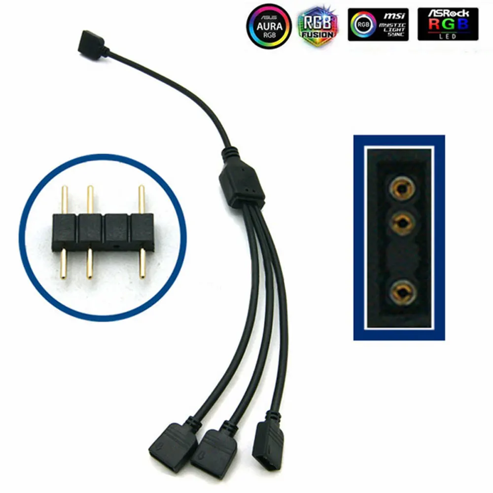 Color: Orange, Ships From: CHINA - Angitu 3pin/4Pin RGB ARGB SYNC 1 to 1/2/3/4/5 Fan LED Stripe Extension Cable Motherboard Light Control Hub For M/B ASUS GIGABYTE