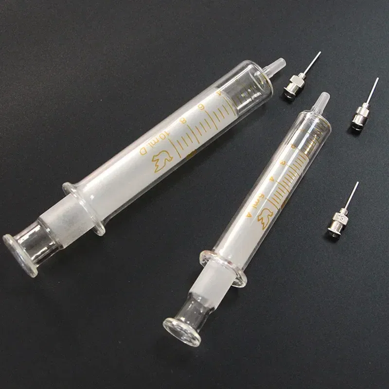 Color: Silver - Glass Syringe 1ML 2ML 5ml 10ml 20ml 30ml Syringe Metal Needle Welding Oil Container Glass Push Rod Mobile Phone Repair Tools