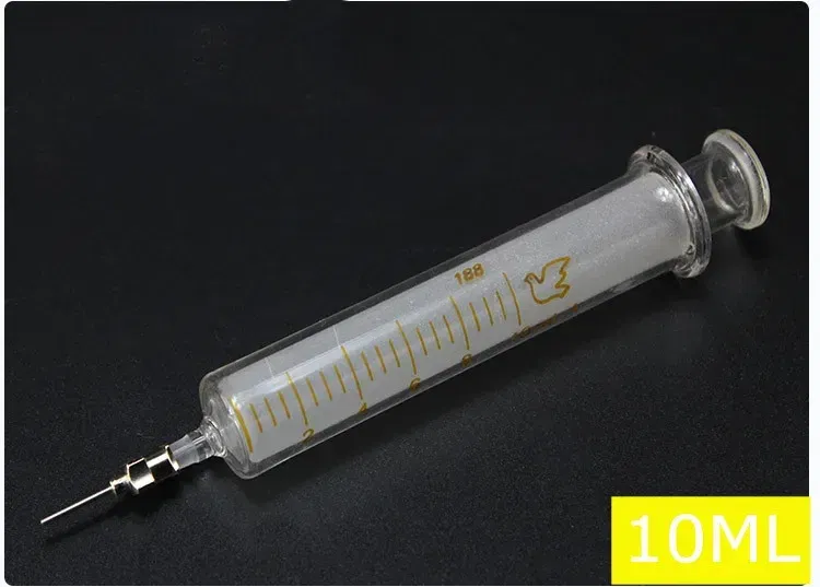 Color: Silver - Glass Syringe 1ML 2ML 5ml 10ml 20ml 30ml Syringe Metal Needle Welding Oil Container Glass Push Rod Mobile Phone Repair Tools