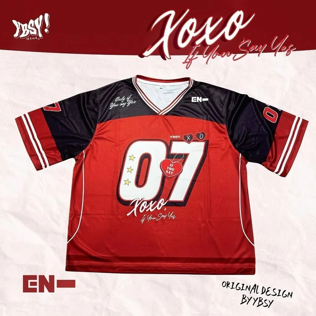 Color: Beige, Size: XXXL - 2025 Summer New EN Special Jersey X.O Women's V-neck Loose Breathable T-shirt Street Fashion Casual Retro Y2K Hip Hop Shirt