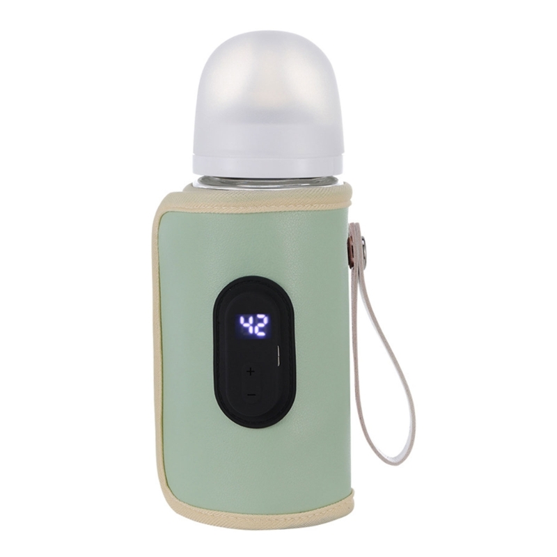 Color: Green - Nursing Bottle Heater USB Charging Heating Sleeve Milk Warmer 20 Temperature