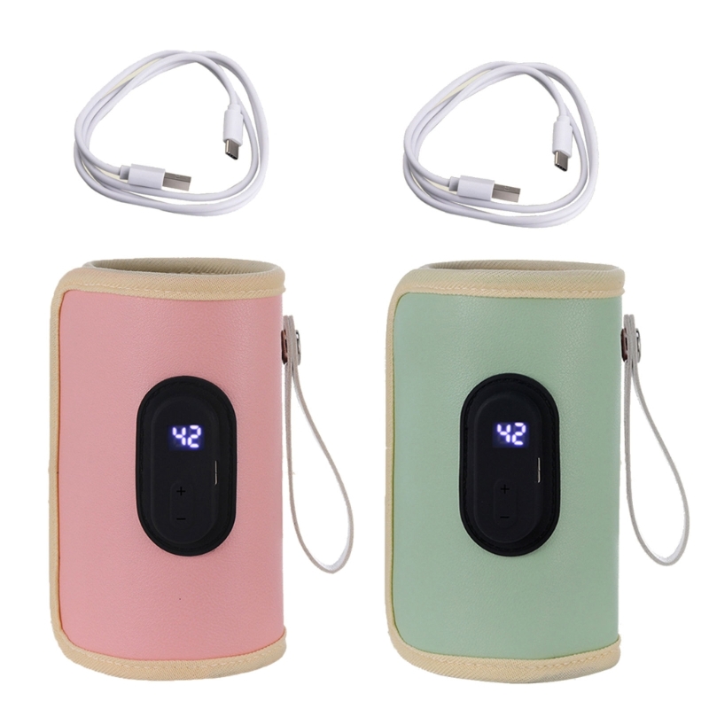 Color: Green - Nursing Bottle Heater USB Charging Heating Sleeve Milk Warmer 20 Temperature
